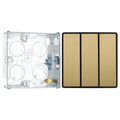 BG Evolve Satin Brass 2 Way Triple Edge to Edge Rocker Switch PCDSB43EB with 25mm Steel Back Box
