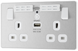 PCDBS22UWRW Front - This Evolve Brushed Steel 13A double power socket with integrated Wi-Fi Extender from British General will eliminate dead spots and expand your Wi-Fi coverage.
