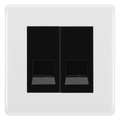 BG White Moulded Double Master Telephone Socket, Screw Terminal - Black Insert