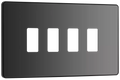 BG RPCDBC4B Evolve Grid Black Chrome 4 Module Rectangular Front Plate - Black Trim