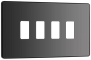 BG RPCDBC4B Evolve Grid Black Chrome 4 Module Rectangular Front Plate - Black Trim by British General (BG-RPCDBC4B-Shopify-SA_1)