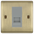 BG Nexus Antique Brass Single Secondary Telephone Socket, Screw Terminal - Grey Insert