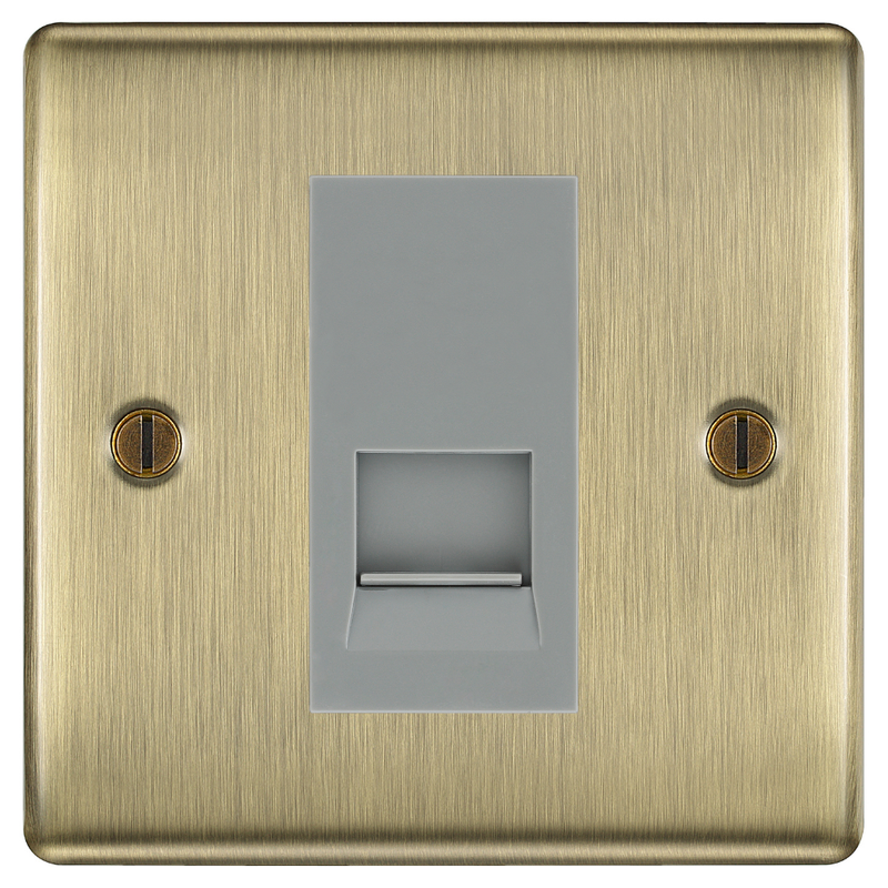 BG Nexus Antique Brass Single Secondary Telephone Socket, Screw Terminal - Grey Insert