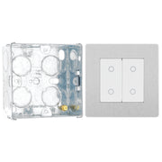 BG Evolve Brushed Steel Double Secondary Touch Dimmer Switch PCDBSTDS2W with 35mm Steel Back Box