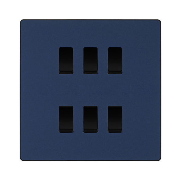 BG Evolve Matt Blue 5 Gang Custom Grid Light Switch