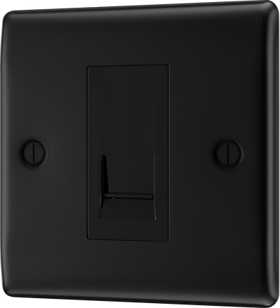 BG NFBRJ111 Nexus Metal Matt Black 1 Gang RJ11 Telephone Socket
