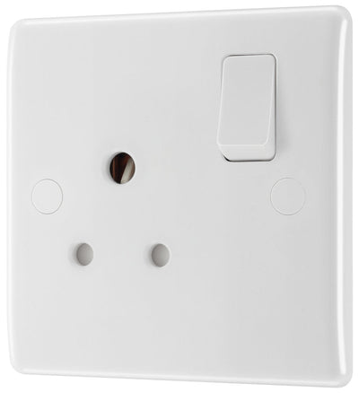 BG 829S Moulded Rounded Edge | White | 1 Gang 5A Switched Round Pin Socket by British General (BG-829S)