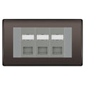 BG Nexus Black Nickel 3 Gang RJ45 CAT6 Data Socket Grey Inserts
