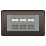 BG Nexus Black Nickel 3 Gang RJ45 CAT6 Data Socket Grey Inserts by British General (BG-NBNRJ453C5EG)