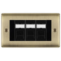BG Nexus Antique Brass 3 Gang RJ45 Cat6 Data Socket Outlet Black Inserts