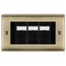 BG Nexus Antique Brass 3 Gang RJ45 Cat6 Data Socket Outlet Black Inserts by British General (BG-NABRJ453B)
