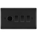 BG Matt Black 4 Gang Switch 1x Trailing Edge LED Dimmer 3x 2 Way Custom Grid Switch