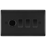 BG Matt Black 4 Gang Switch 1x Trailing Edge LED Dimmer 3x 2 Way Custom Grid Switch by British General (NEXUS-MB-CUSTOM-4GANG-1xDIMMER-3x2WAY)