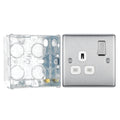 BG Nexus Metal Brushed Steel 13A Single Switched Socket NBS21W with 35mm Steel Back Box