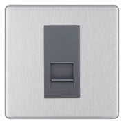 BG Screwless Brushed Steel Single IDC Secondary Telephone Socket - Grey Insert by British General (BG-FBSBTS1G)