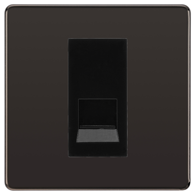 BG Screwless Black Nickel Single Secondary Telephone Socket, Screw Terminal - Black Insert by British General (BG-FBNEMS1+EMBTSSB)