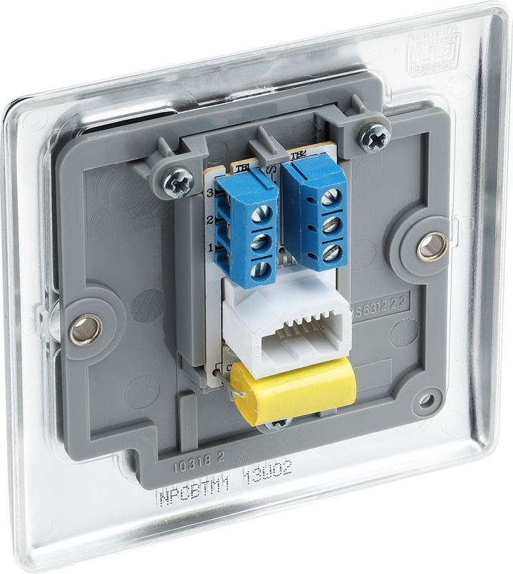 NPCBTM1 Back - This master telephone socket from British General uses a screw terminal connection and should be used where your telephone line enters your property. 