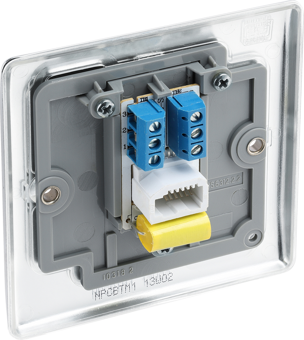 NPCBTM1 Back - This master telephone socket from British General uses a screw terminal connection and should be used where your telephone line enters your property. 