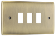 BG RNAB3 Nexus Metal Antique Brass 3 Module Grid Front Plate by British General (BG-RNAB3)