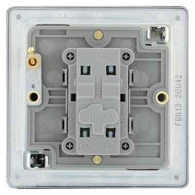 BG Screwless Black Nickel 20A 16AX Intermediate Light Switch FBN13 with 25mm Steel Back Box