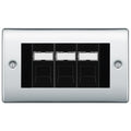 BG Nexus Polished Chrome 3 Gang RJ45 Cat6 Data Socket Outlet Black Inserts