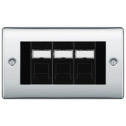BG Nexus Polished Chrome 3 Gang RJ45 Cat6 Data Socket Outlet Black Inserts by British General (BG-NPCRJ453B)