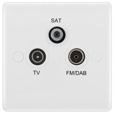 BG 867 Moulded Round Edge | White | 3 Gang Triplex TV FM and SAT Socket by British General (BG-867)