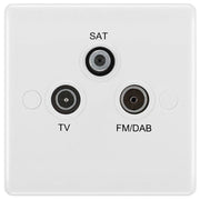 BG 867 Moulded Round Edge | White | 3 Gang Triplex TV FM and SAT Socket by British General (BG-867)