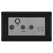 BG Nexus Matt Black TV/FM/SAT + Return & 1 Gang Tel - Screened Triplex Socket NFB68G by British General (BG-NFB68G)