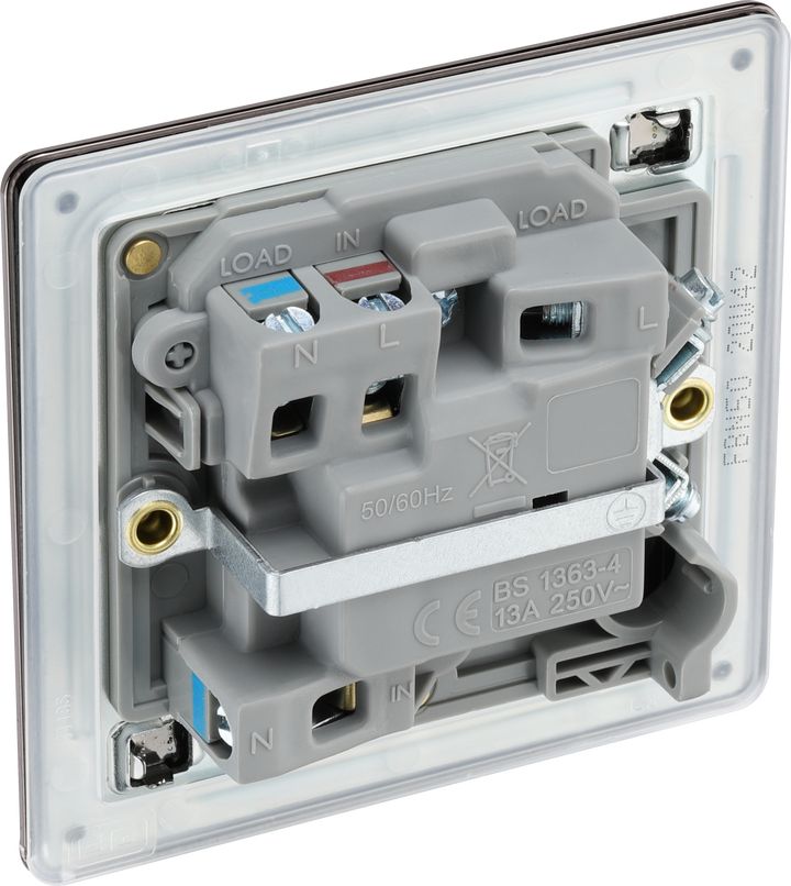 FBN50 Back - This switched and fused 13A connection unit from British General provides an outlet from the mains containing the fuse and is ideal for spur circuits and hardwired appliances.