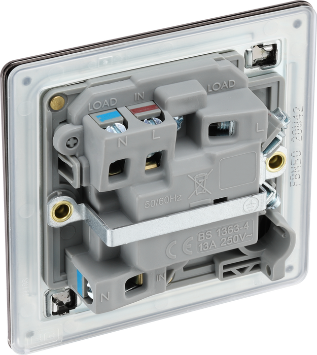 FBN50 Back - This switched and fused 13A connection unit from British General provides an outlet from the mains containing the fuse and is ideal for spur circuits and hardwired appliances.