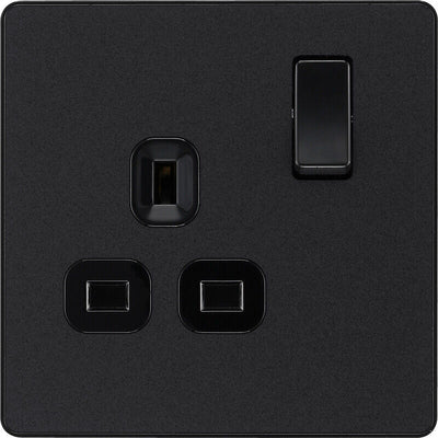 BG Evolve Matt Black Screwless Switches & Sockets Black Inserts Full Range