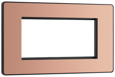 BG Evolve PCDCPEMR4B Polished Copper 4 Euro Module Front Plate - Black Insert