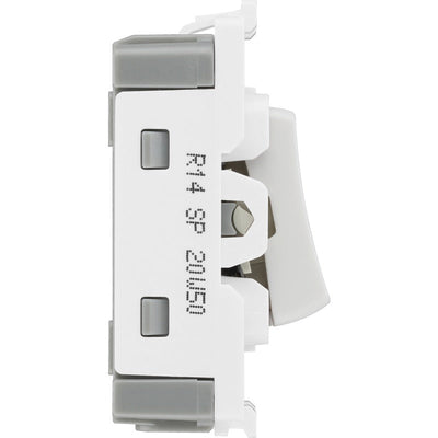 BG R14 Nexus Grid White 20A 20AX 1 Way 1 Pole Retractive PRESS Switch Module by British General (BG-R14)