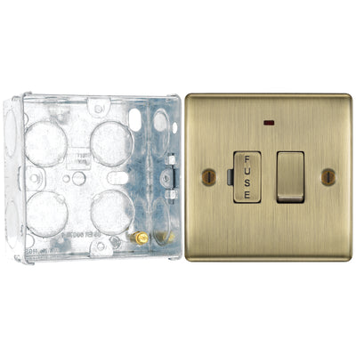 BG Nexus Antique Brass 13A Neon Switched Fused Connection Unit NAB52 with 35mm Steel Back Box