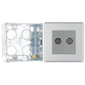 BG Screwless Brushed Steel Double Isolated Co-Axial Socket FBS63 with 35mm Steel Back Box