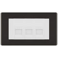 BG Screwless Black Nickel 3 Gang IDC Secondary Telephone Socket - White Insert