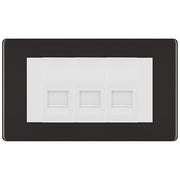 BG Screwless Black Nickel 3 Gang IDC Secondary Telephone Socket - White Insert by British General (BG-FBNBTS3W)