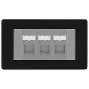 BG Screwless Matt Black 3 Gang RJ45 Cat6 Data Socket Outlet Grey Inserts by British General (BG-FFBRJ453G)