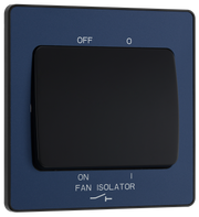 BG PCDDB15B Matt Blue Evolve 10A 3 Pole Fan Isolator - Black Insert by British General (BG-PCDDB15B-Shopify-SA_2)