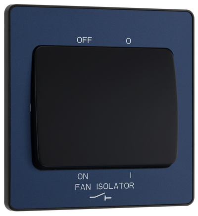 BG PCDDB15B Matt Blue Evolve 10A 3 Pole Fan Isolator - Black Insert by British General (BG-PCDDB15B-Shopify-SA_2)
