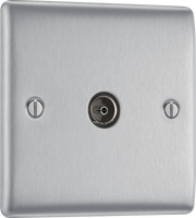 BG NBS60 Nexus Metal Brushed Steel 1 Gang Co-Axial Socket by British General (BG-NBS60-Shopify-SA_1)