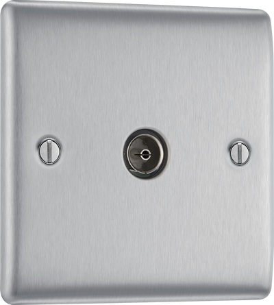 BG NBS60 Nexus Metal Brushed Steel 1 Gang Co-Axial Socket by British General (BG-NBS60-Shopify-SA_1)
