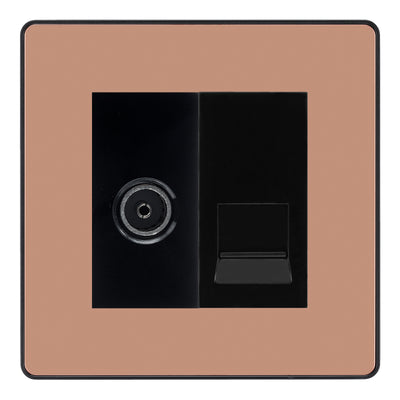 BG Evolve Polished Copper TV Aerial & Secondary Telephone Socket - Black Insert