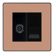 BG Evolve Polished Copper TV Aerial & Secondary Telephone Socket - Black Insert