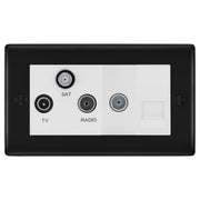 BG Nexus Matt Black TV/FM/SAT + Return & 1 Gang Tel - Screened Triplex Socket NFB68W by British General (BG-NFB68W)