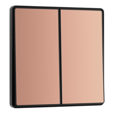 BG Evolve Polished Copper 2 Way Double Edge to Edge Rocker Switch PCDCP42EB with 35mm Steel Back Box