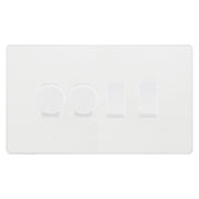 BG Evolve Pearlescent White 4 Gang Light Switch 2x Trailing Edge LED Dimmer 2x 2 Way Custom Switch