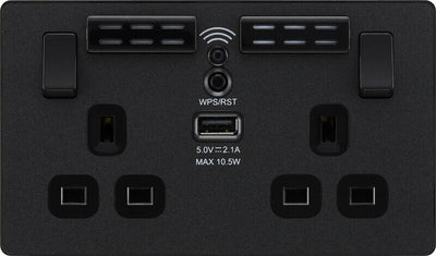 BG Evolve Matt Black Screwless Switches & Sockets Black Inserts Full Range