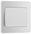 BG PCDBS12WW Brushed Steel Evolve 1 Gang 20A 16AX 2 Way Wide Rocker Light Switch - White Insert